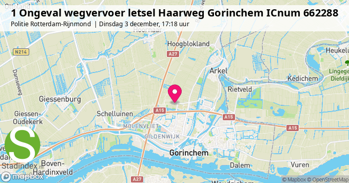 1 Ongeval wegvervoer letsel Haarweg Gorinchem ICnum 662288