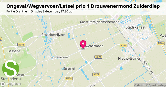 Ongeval/Wegvervoer/Letsel prio 1 Drouwenermond Zuiderdiep