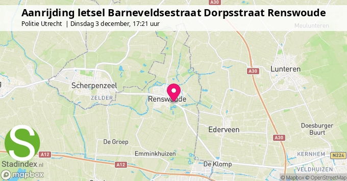 Aanrijding letsel Barneveldsestraat Dorpsstraat Renswoude