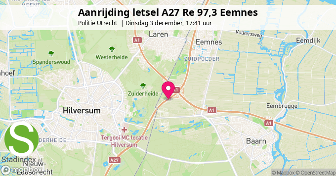 Aanrijding letsel A27 Re 97,3 Eemnes