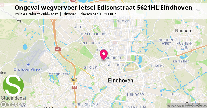 Ongeval wegvervoer letsel Edisonstraat 5621HL Eindhoven