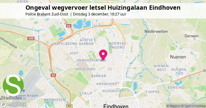 Ongeval wegvervoer letsel Huizingalaan Eindhoven