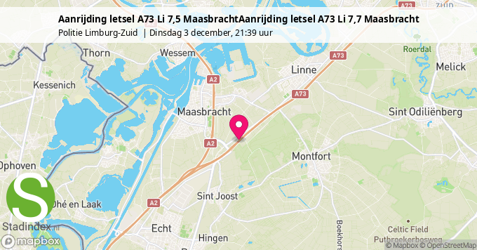 Aanrijding letsel A73 Li 7,5 MaasbrachtAanrijding letsel A73 Li 7,7 Maasbracht