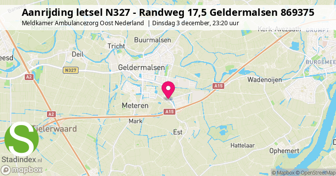 Aanrijding letsel N327 - Randweg 17,5 Geldermalsen 869375