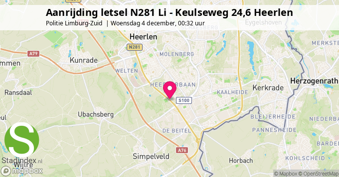 Aanrijding letsel N281 Li - Keulseweg 24,6 Heerlen