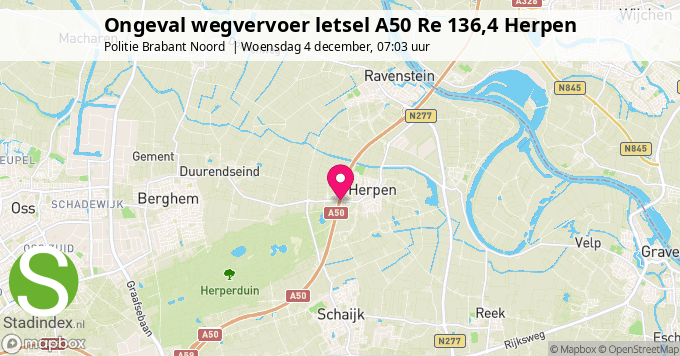 Ongeval wegvervoer letsel A50 Re 136,4 Herpen