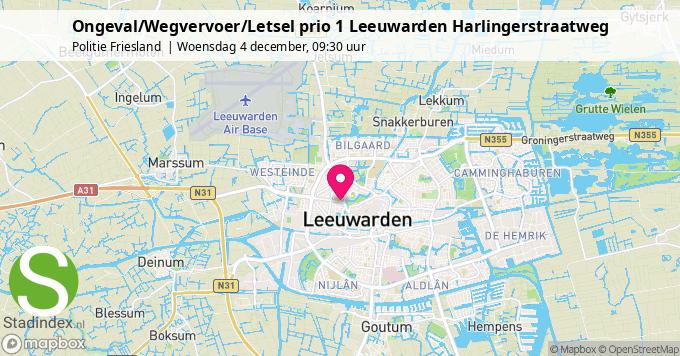 Ongeval/Wegvervoer/Letsel prio 1 Leeuwarden Harlingerstraatweg