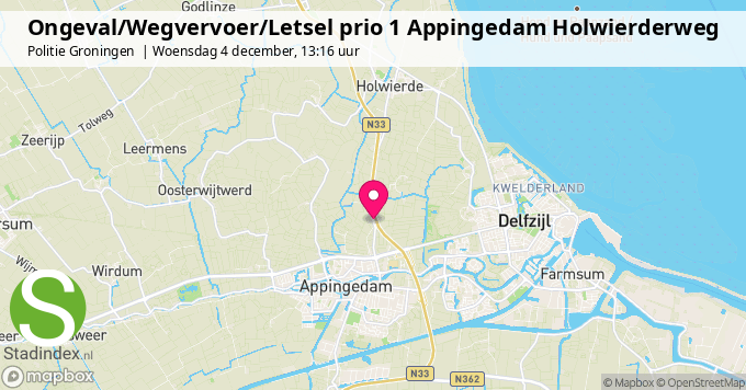 Ongeval/Wegvervoer/Letsel prio 1 Appingedam Holwierderweg