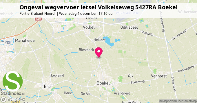 Ongeval wegvervoer letsel Volkelseweg 5427RA Boekel