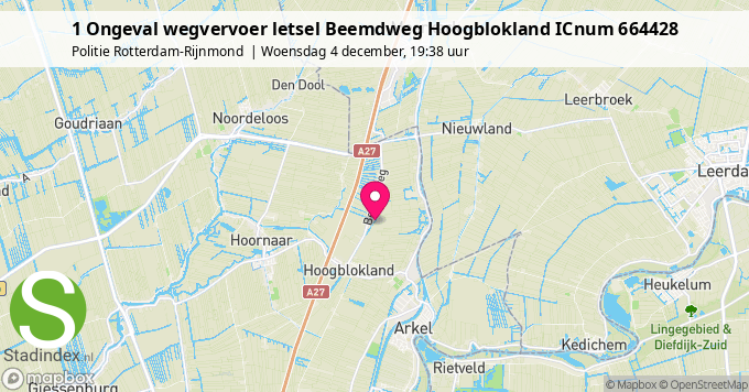 1 Ongeval wegvervoer letsel Beemdweg Hoogblokland ICnum 664428