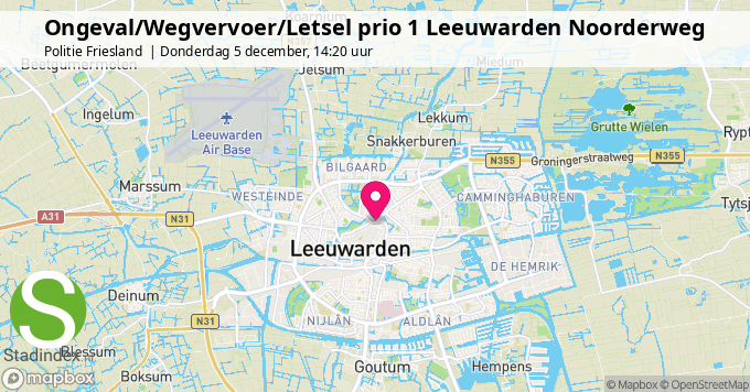 Ongeval/Wegvervoer/Letsel prio 1 Leeuwarden Noorderweg