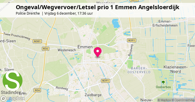 Ongeval/Wegvervoer/Letsel prio 1 Emmen Angelsloerdijk