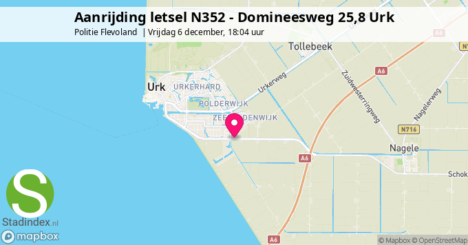 Aanrijding letsel N352 - Domineesweg 25,8 Urk