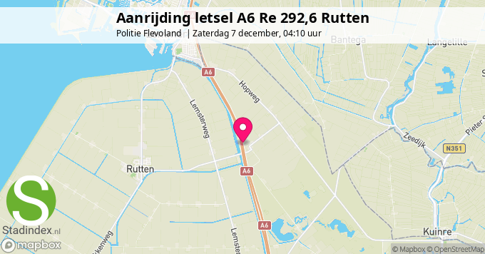 Aanrijding letsel A6 Re 292,6 Rutten