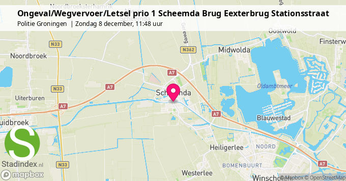 Ongeval/Wegvervoer/Letsel prio 1 Scheemda Brug Eexterbrug Stationsstraat