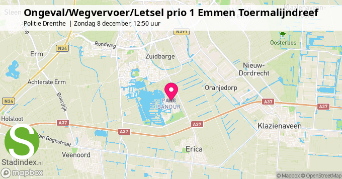 Ongeval/Wegvervoer/Letsel prio 1 Emmen Toermalijndreef