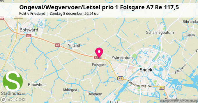 Ongeval/Wegvervoer/Letsel prio 1 Folsgare A7 Re 117,5