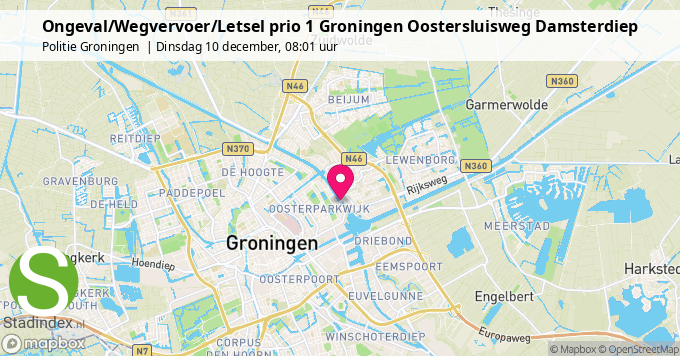 Ongeval/Wegvervoer/Letsel prio 1 Groningen Oostersluisweg Damsterdiep