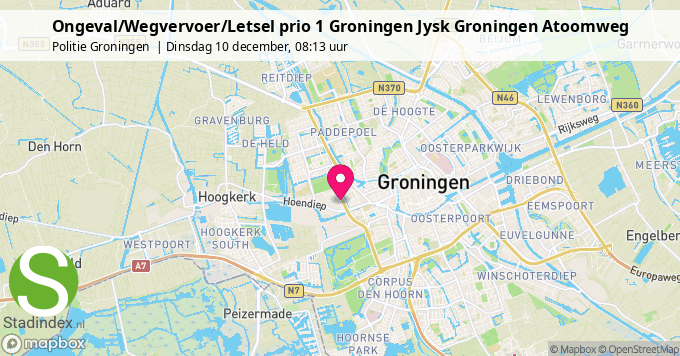 Ongeval/Wegvervoer/Letsel prio 1 Groningen Jysk Groningen Atoomweg