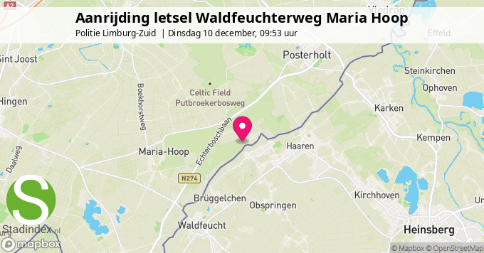 Aanrijding letsel Waldfeuchterweg Maria Hoop