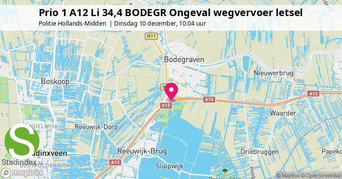 Prio 1 A12 Li 34,4 BODEGR Ongeval wegvervoer letsel