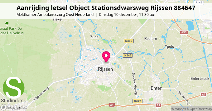 Aanrijding letsel Object Stationsdwarsweg Rijssen 884647