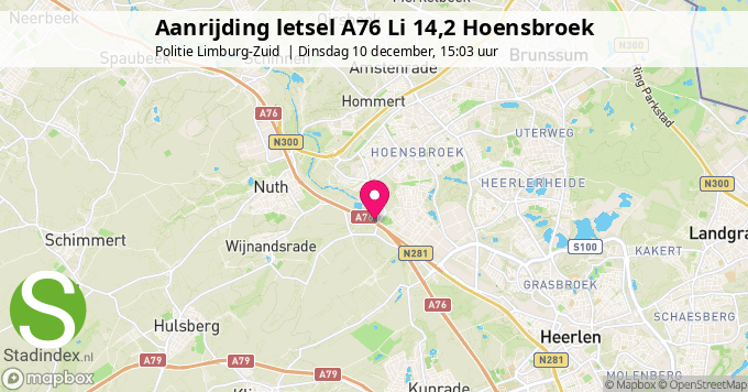 Aanrijding letsel A76 Li 14,2 Hoensbroek