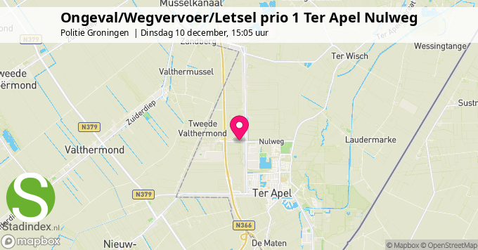 Ongeval/Wegvervoer/Letsel prio 1 Ter Apel Nulweg