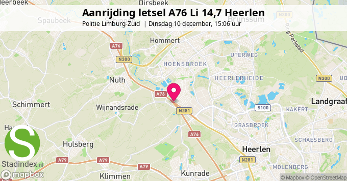 Aanrijding letsel A76 Li 14,7 Heerlen