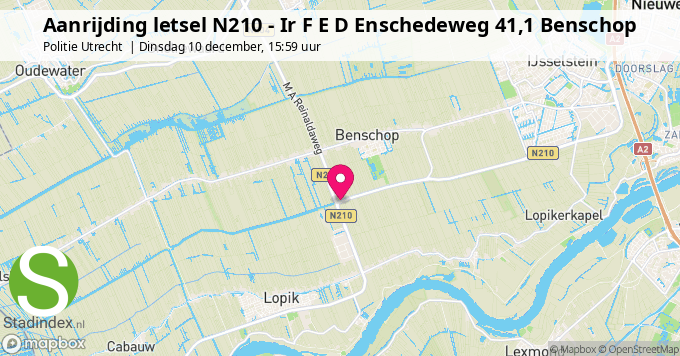 Aanrijding letsel N210 - Ir F E D Enschedeweg 41,1 Benschop