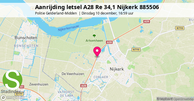 Aanrijding letsel A28 Re 34,1 Nijkerk 885506