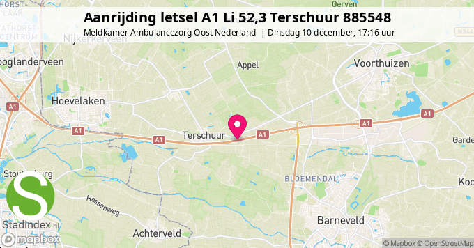 Aanrijding letsel A1 Li 52,3 Terschuur 885548