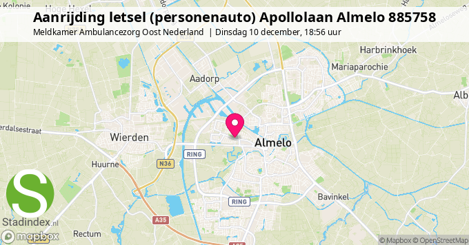 Aanrijding letsel (personenauto) Apollolaan Almelo 885758