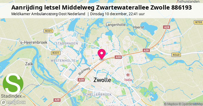 Aanrijding letsel Middelweg Zwartewaterallee Zwolle 886193