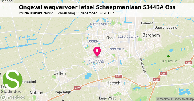 Ongeval wegvervoer letsel Schaepmanlaan 5344BA Oss