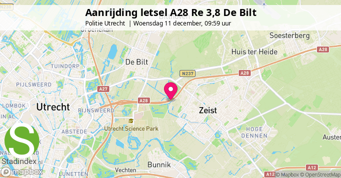 Aanrijding letsel A28 Re 3,8 De Bilt