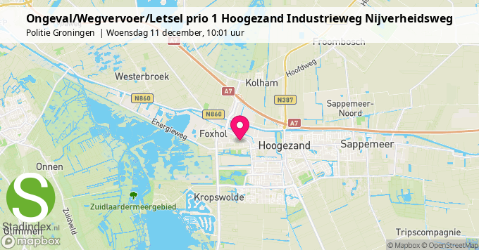 Ongeval/Wegvervoer/Letsel prio 1 Hoogezand Industrieweg Nijverheidsweg