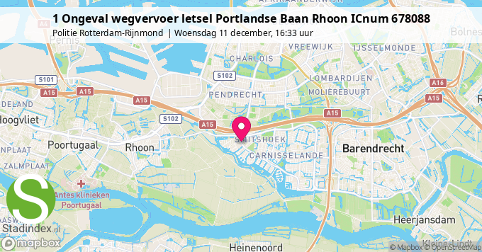 1 Ongeval wegvervoer letsel Portlandse Baan Rhoon ICnum 678088