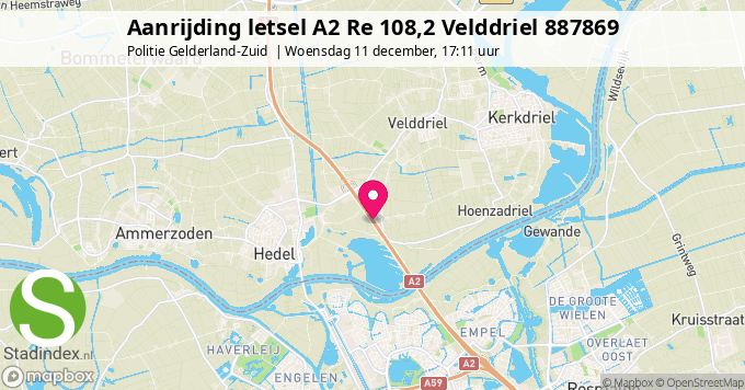 Aanrijding letsel A2 Re 108,2 Velddriel 887869