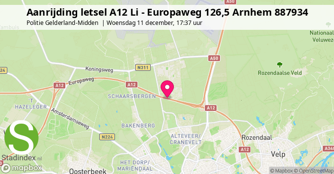 Aanrijding letsel A12 Li - Europaweg 126,5 Arnhem 887934