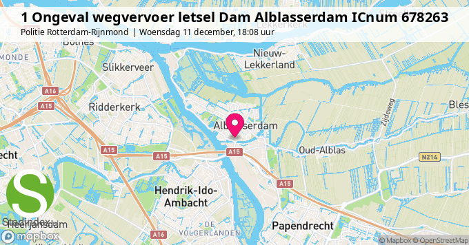 1 Ongeval wegvervoer letsel Dam Alblasserdam ICnum 678263