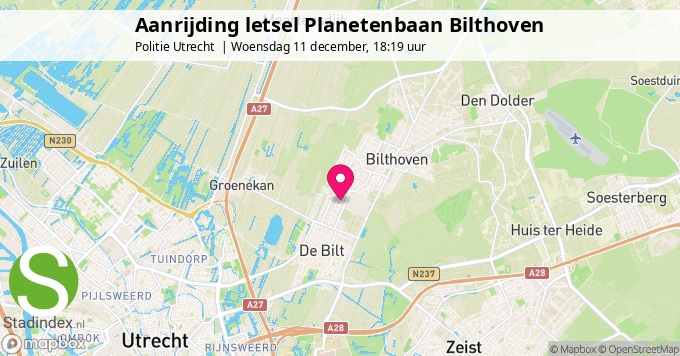 Aanrijding letsel Planetenbaan Bilthoven