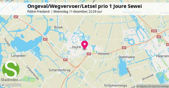 Ongeval/Wegvervoer/Letsel prio 1 Joure Sewei