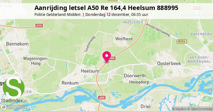 Aanrijding letsel A50 Re 164,4 Heelsum 888995