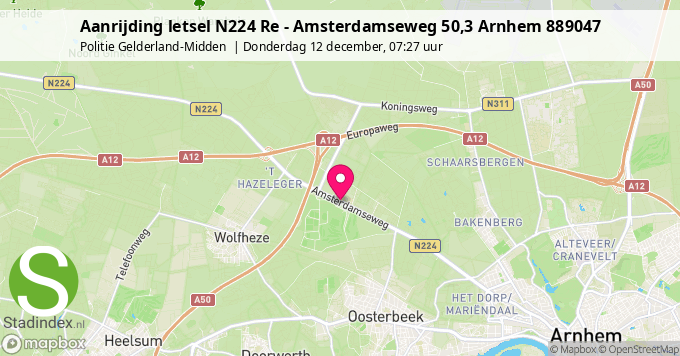 Aanrijding letsel N224 Re - Amsterdamseweg 50,3 Arnhem 889047