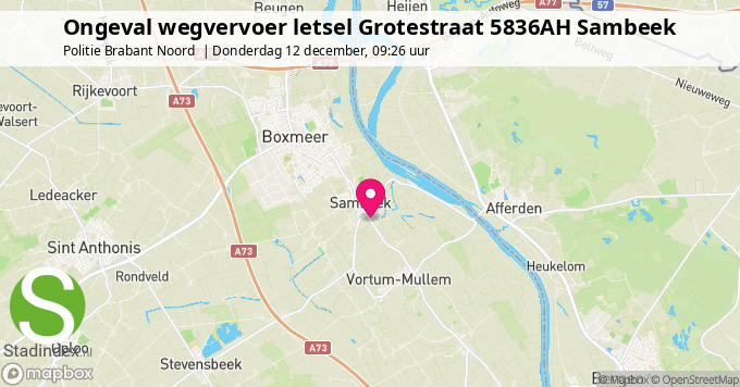 Ongeval wegvervoer letsel Grotestraat 5836AH Sambeek