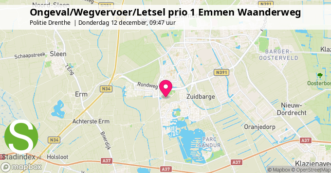 Ongeval/Wegvervoer/Letsel prio 1 Emmen Waanderweg