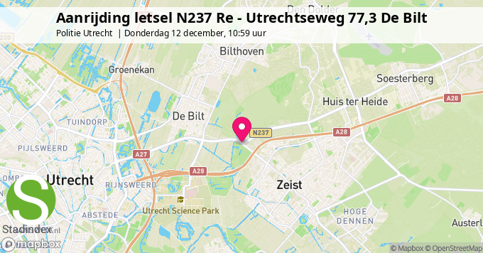 Aanrijding letsel N237 Re - Utrechtseweg 77,3 De Bilt