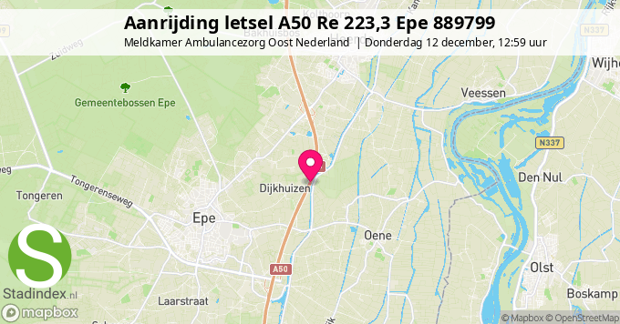 Aanrijding letsel A50 Re 223,3 Epe 889799