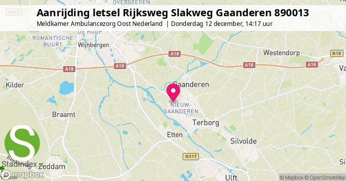 Aanrijding letsel Rijksweg Slakweg Gaanderen 890013